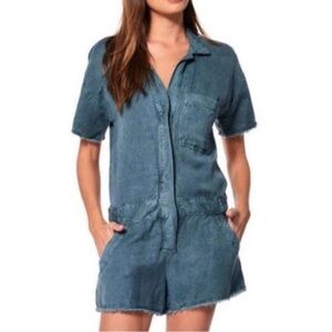 Young Fabulous & Broke Green Mineral Wash Romper
